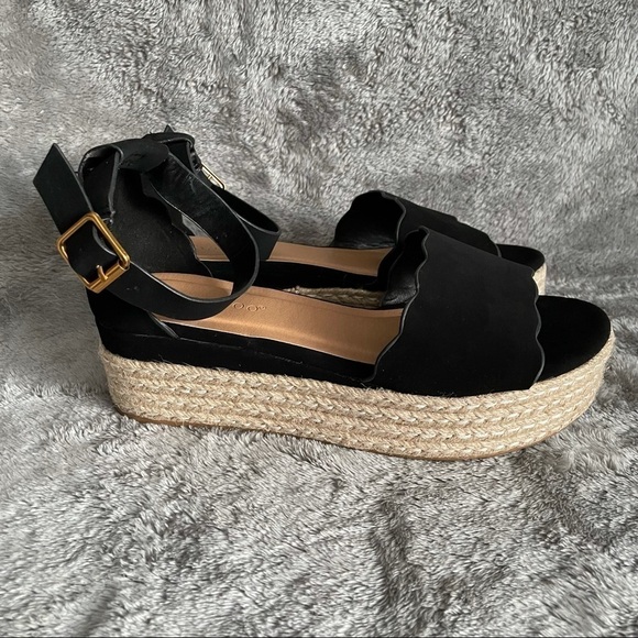 Bamboo Scallop Edged Band Platform Espadrilles 7.5 - Picture 4 of 13